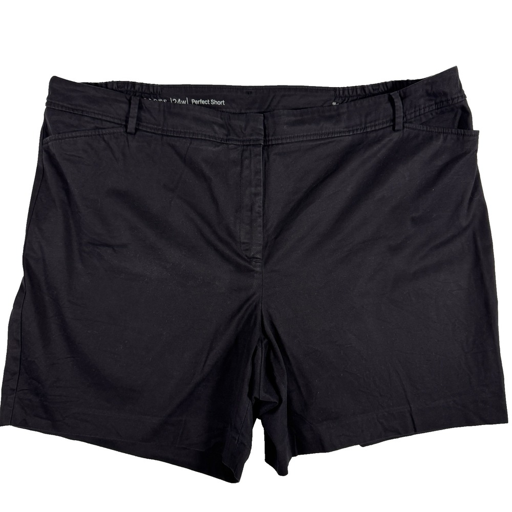 Talbots Perfect Short Women's 24W Black 6.5" inseam Classic Stretch Flat Front
